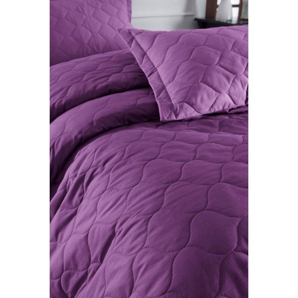 Copriletto viola con 2 federe in cotone ranzato EnLora Home Fresh, 225 x 240 cm Fresh Color - Mijolnir-image-1