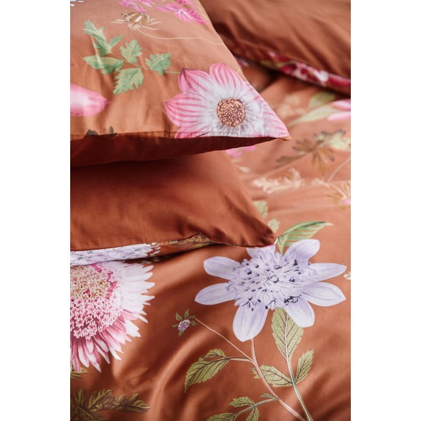 Lenzuola matrimoniali in cotone sateen marrone terracotta 160 x 220 cm Blossom - Bonami Selection-image-1
