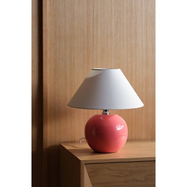 Lampada da tavolo rosa/color crema in ceramica (altezza totale 29 cm) Karamell – Jotex-image-2