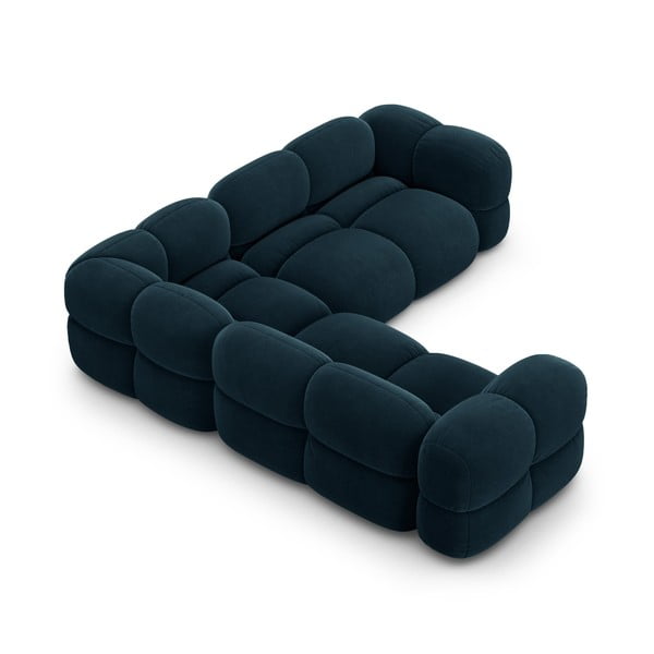 Divano angolare blu scuro con rivestimento in velluto Loretto – Cosmopolitan Design-image-4