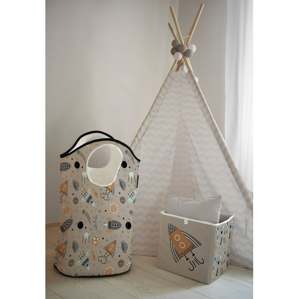 Cesto portaoggetti per bambini in tessuto beige Cosmos - Butter Kings-image-1