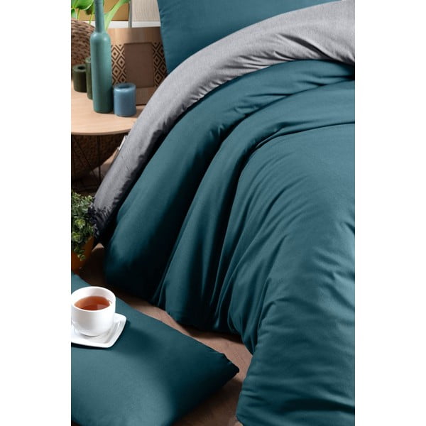 Lenzuolo matrimoniale in cotone/esteso con lenzuolo a benzina/grigio 200x220 cm - Mila Home-image-2