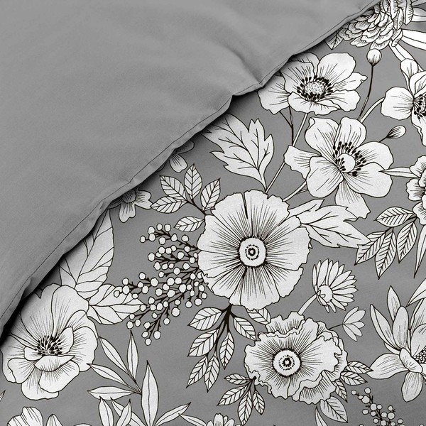 Biancheria da letto matrimoniale in cotone esteso bianco e grigio 240x220 cm Milady - douceur d'intérieur-image-3