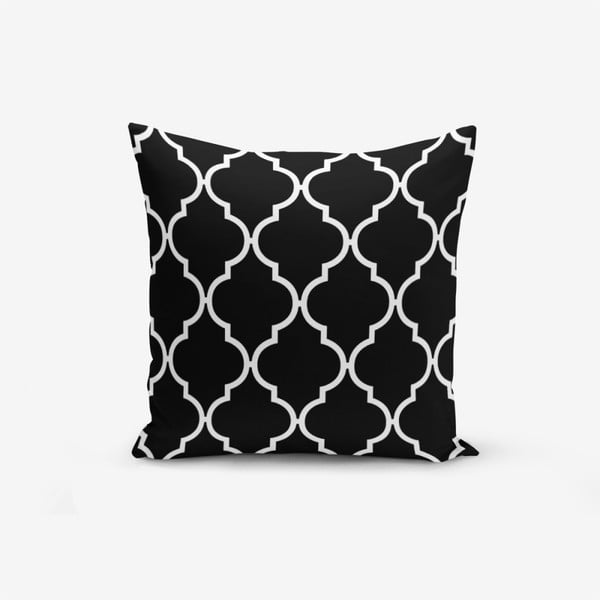 Federa in misto cotone bianco e nero Sfondo nero Ogea, 45 x 45 cm - Minimalist Cushion Covers
