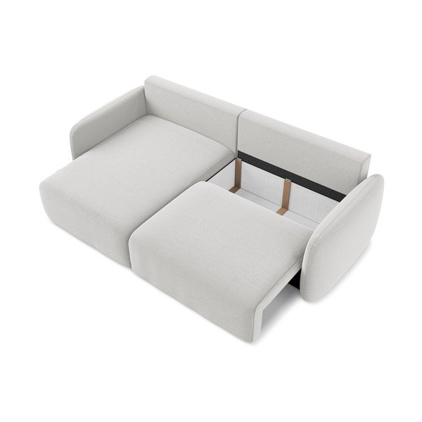 Divano angolare grigio chiaro allungabile/con contenitore (con penisola a sinistra/con chaise lounge) con rivestimento in velluto Kalena – Makamii-image-4