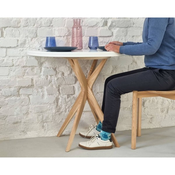 Tavolo da pranzo rotondo allungabile con estensione 65x90 cm Jubi – Ragaba-image-4