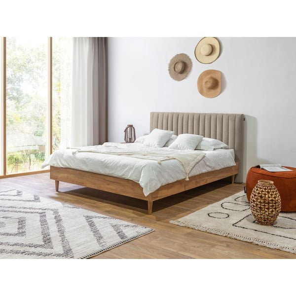 Letto matrimoniale beige/naturale con griglia 160x200 cm Oceane - Bobochic Paris-image-1