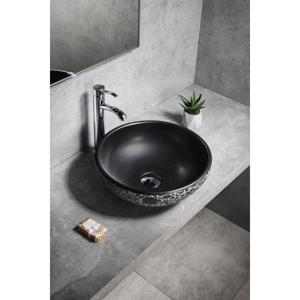 Lavabo rotondo nero in ceramica ø 41 cm Priori – Sapho-image-3