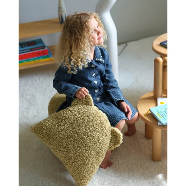 Cuscino per divano da bambini verde con rivestimento in bouclé Bear – Wigiwama-image-1