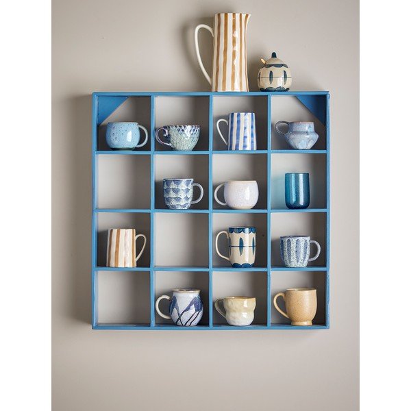 Mensola blu in legno riciclato con ripiani multipli 70 cm Bekka – Bloomingville-image-1