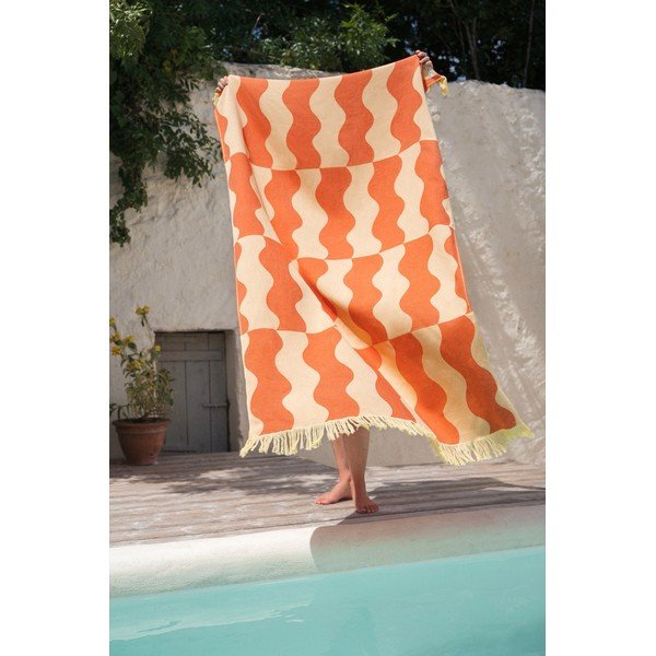 Telo mare giallo/arancione in cotone 100x160 cm Nuno – noo.ma-image-1