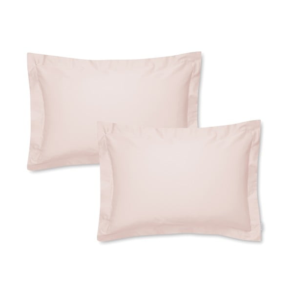 Set di 2 federe in cotone Oxford sateen rosa, 50 x 75 cm Cotton Sateen - Bianca