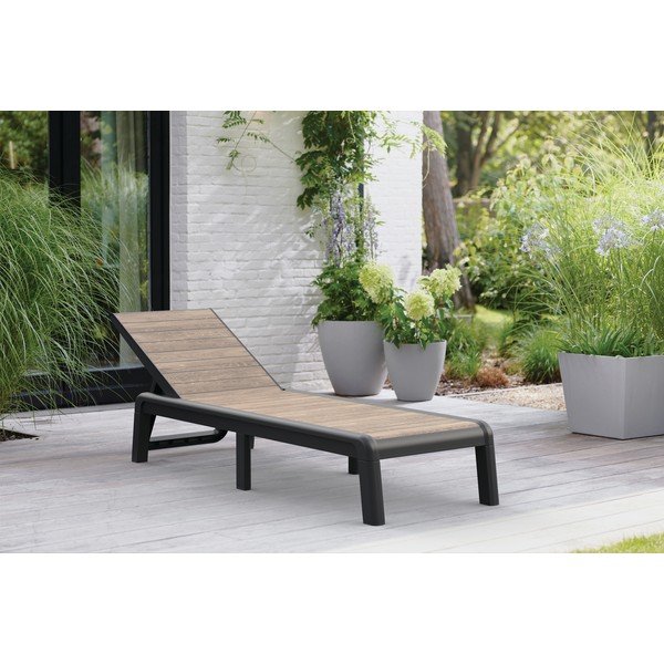 Sdraio da giardino marrone in plastica regolabile/pieghevole Deco Porto – Keter-image-1