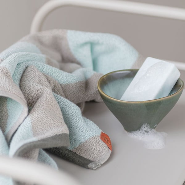 Asciugamano in spugna in cotone organico color menta 50x90 cm Diagonal - Mette Ditmer Denmark-image-1