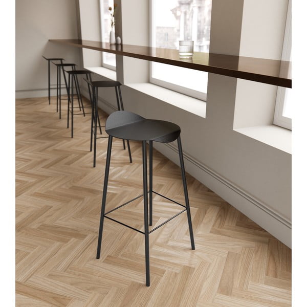 Sgabello da bar nero in pelle Flamingo Bull – LIND DNA-image-3