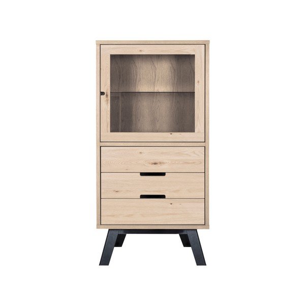 Vetrina in legno di quercia decorata Vito, altezza 145 cm - Canett