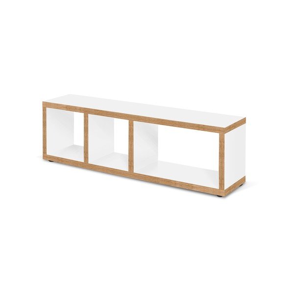 Mobile TV bianco con bordo in legno 150x45 cm Berlin - TemaHome-image-2