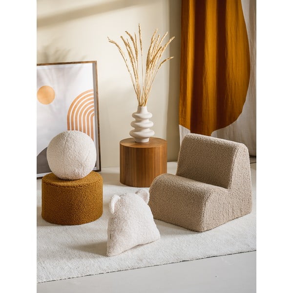 Poltrona per bambini marrone chiaro con rivestimento in bouclé Cloud – Wigiwama-image-4