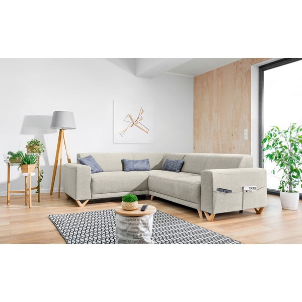 Divano angolare beige allungabile e con contenitore (con penisola a sinistra/a L) Classy Sophie – Miuform-image-3