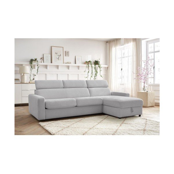 Divano angolare in grigio chiaro allungabile (con composizione variabile) Monaco – Bobochic Paris-image-1