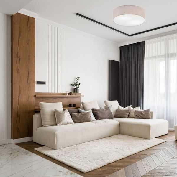 Lampada da soffitto grigio chiaro con paralume in tessuto ø 45 cm Vivian - LAMKUR-image-1