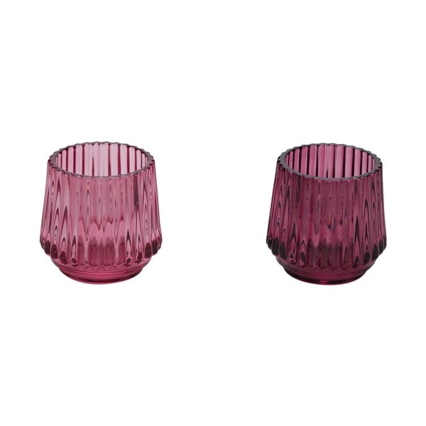 Set di 2 portacandele in vetro rosa per tea light , ø 7 cm - Ego Dekor