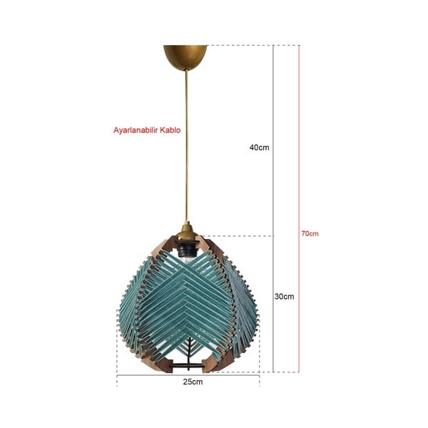 Lampadario blu/di colore naturale con paralume in tessuto ø 25 cm Yola – Opviq lights-image-2