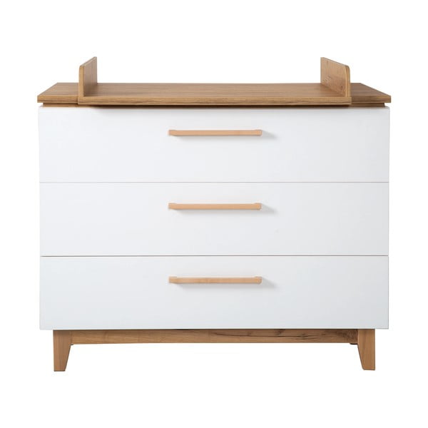 Cassettiera bassa bianca in rovere con fasciatoio 118x104 cm Finn - Roba-image-2