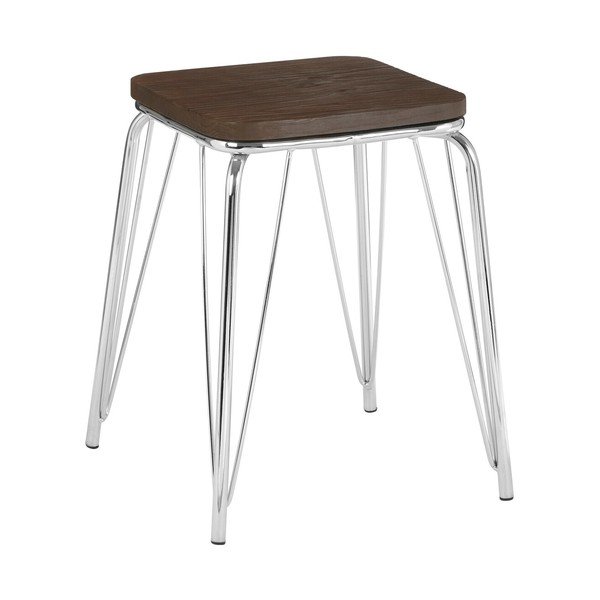 Sgabello argentato/di colore naturale in olmo massiccio District – Premier Housewares