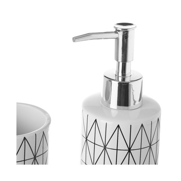 Set di tazze e dispenser di sapone in ceramica Unimasa Geometry Sense - Casa Selección-image-1