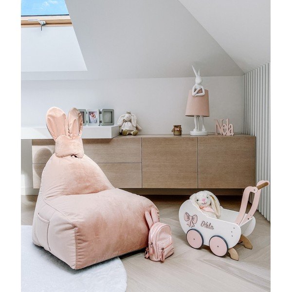 Pouf a sacco per bambini rosa chiaro Funny Bunny – The Brooklyn Kids-image-1