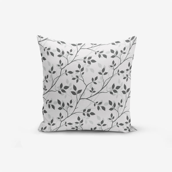 Federa in misto cotone Sfondo grigio Foglia, 45 x 45 cm - Minimalist Cushion Covers