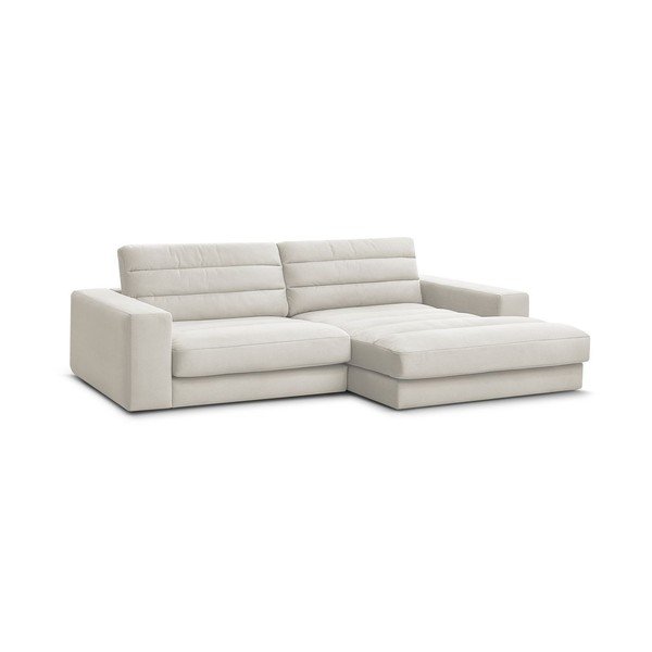 Divano angolare beige (con penisola a destra/con chaise lounge) con rivestimento in velluto Sierra – Bobochic Paris-image-3