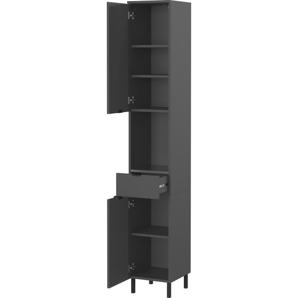 Mobile per bagno color antracite alto e stretto 30x190 cm Arcena – Germania-image-3