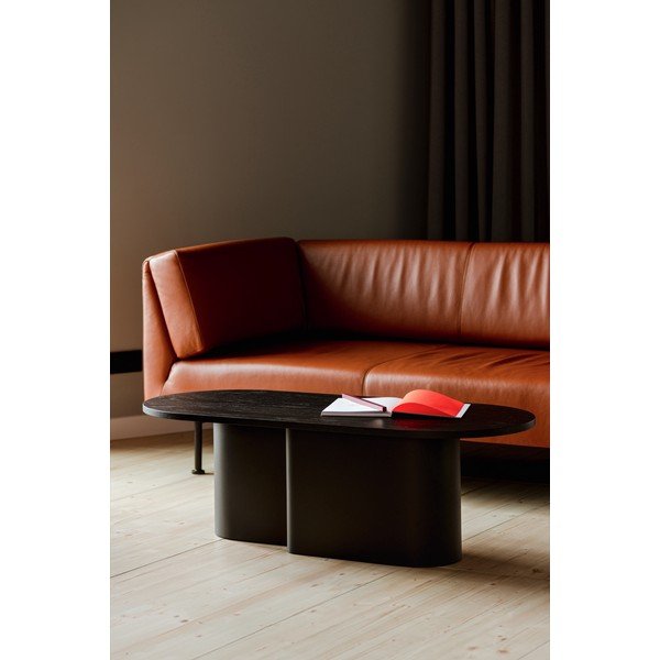 Tavolino da salotto nero con piano effetto rovere 50x115 cm Looi – noo.ma-image-1