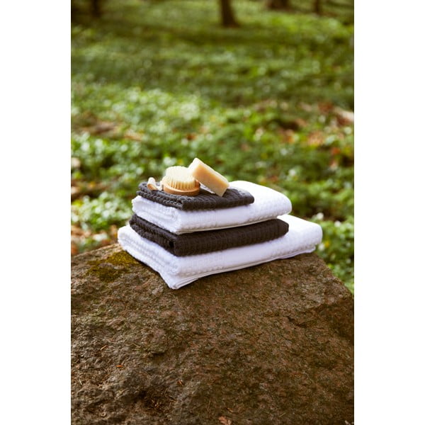 Asciugamano tipo terry bianco in cotone organico 70x140 cm Check – JUNA-image-1