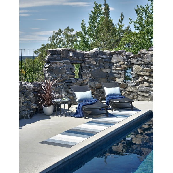 Passatoia da interno/esterno blu/color crema 70x300 cm Molly Ocean Grey – Pappelina-image-1