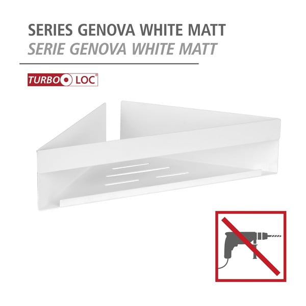 Mensola da bagno senza foratura/ad angolo bianco opaco in acciaio inox con aggancio Turbo-loc Genova – Wenko-image-4