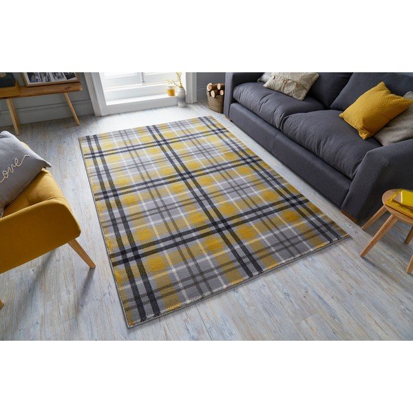 Tappeto giallo-grigio Highland, 160 x 230 cm - Flair Rugs-image-4