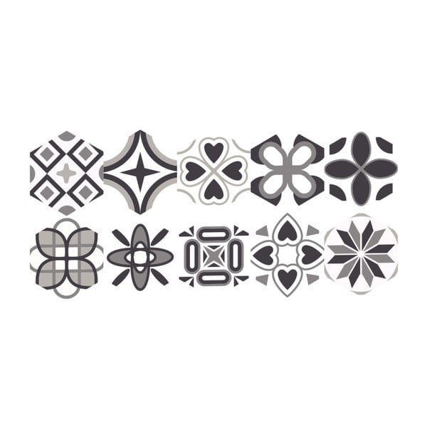 Set di 10 adesivi per pavimenti Hexagons Fleurita, 20 x 18 cm - Ambiance