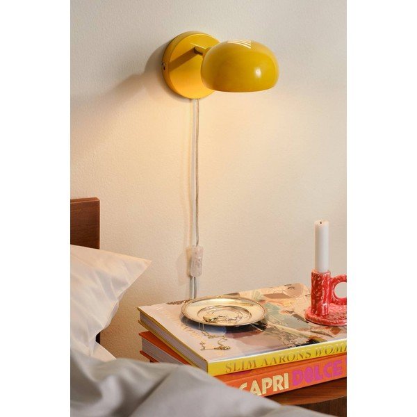 Lampada da parete gialla in acciaio con alimentazione a corrente con struttura flessibile Lincon – Jotex-image-1