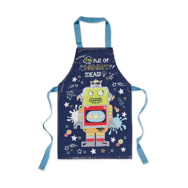 Grembiule da bambino in cotone blu Robot - Cooksmart ®-image-1