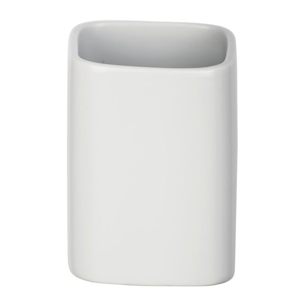 Bicchiere per spazzolino in ceramica bianca opaca Hexa - Wenko-image-1