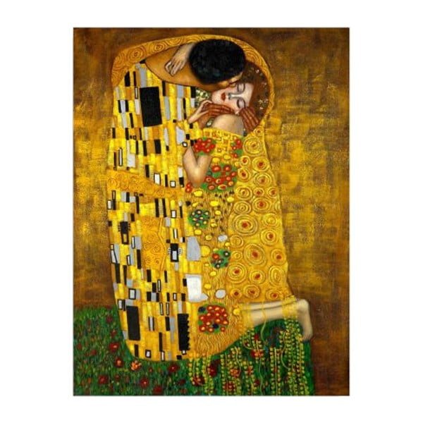 Riproduzione murale su tela Gustav Klimt Il bacio, 30 x 40 cm Gustav Klimt - The Kiss - Wallity