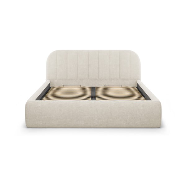 Letto matrimoniale imbottito color crema con contenitore con rete inclusa 140x200 cm Juno – Windsor & Co Sofas-image-4