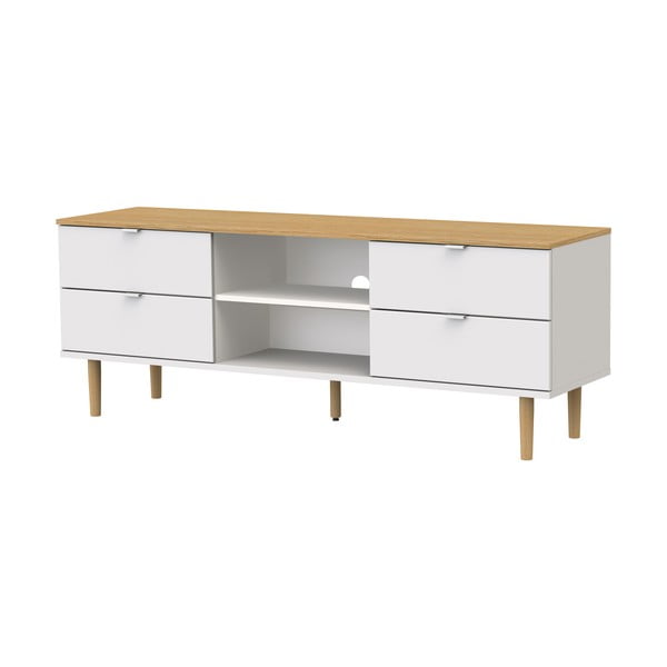 Tavolo TV in rovere decorato in bianco e naturale 162x61 cm Skagen - Tenzo-image-2