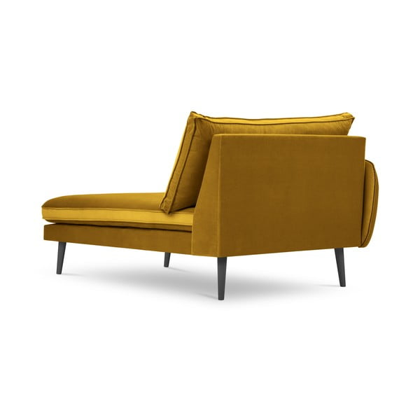 Poltrona lounge in velluto giallo con gambe nere, angolo sinistro Lento - Kooko Home-image-2