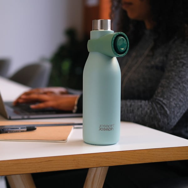 Bottiglia da viaggio in acciaio inox color menta 500 ml Loop - Joseph Joseph-image-1