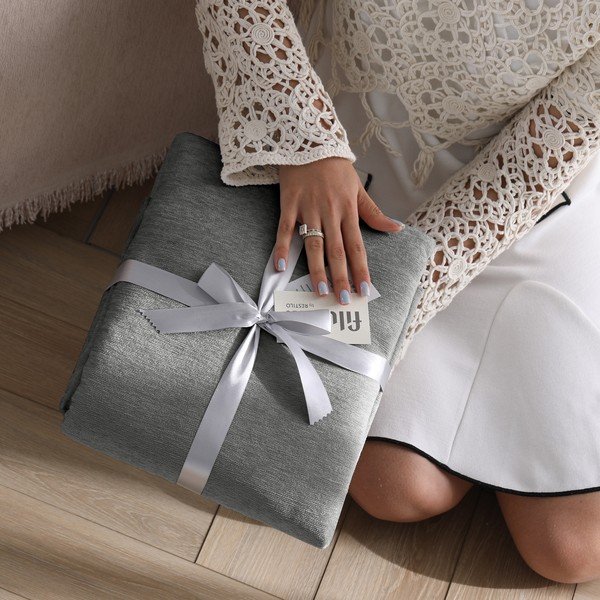 Copriletto grigio in ciniglia 220x240 cm Talo – Filumi-image-4