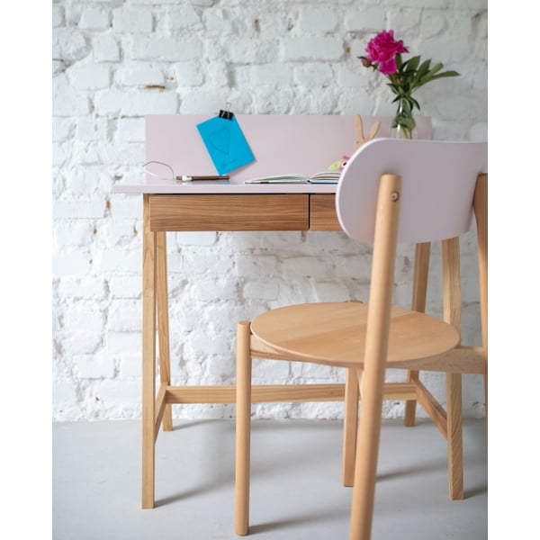 Scrivania grigia con base in frassino, lunghezza 85 cm Luka - Ragaba-image-4